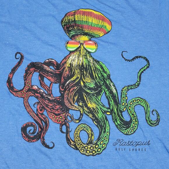 Duck Co Unisex Blue Tee "Rastapus Gulf Shores" - Size Small - Picture 2 of 5